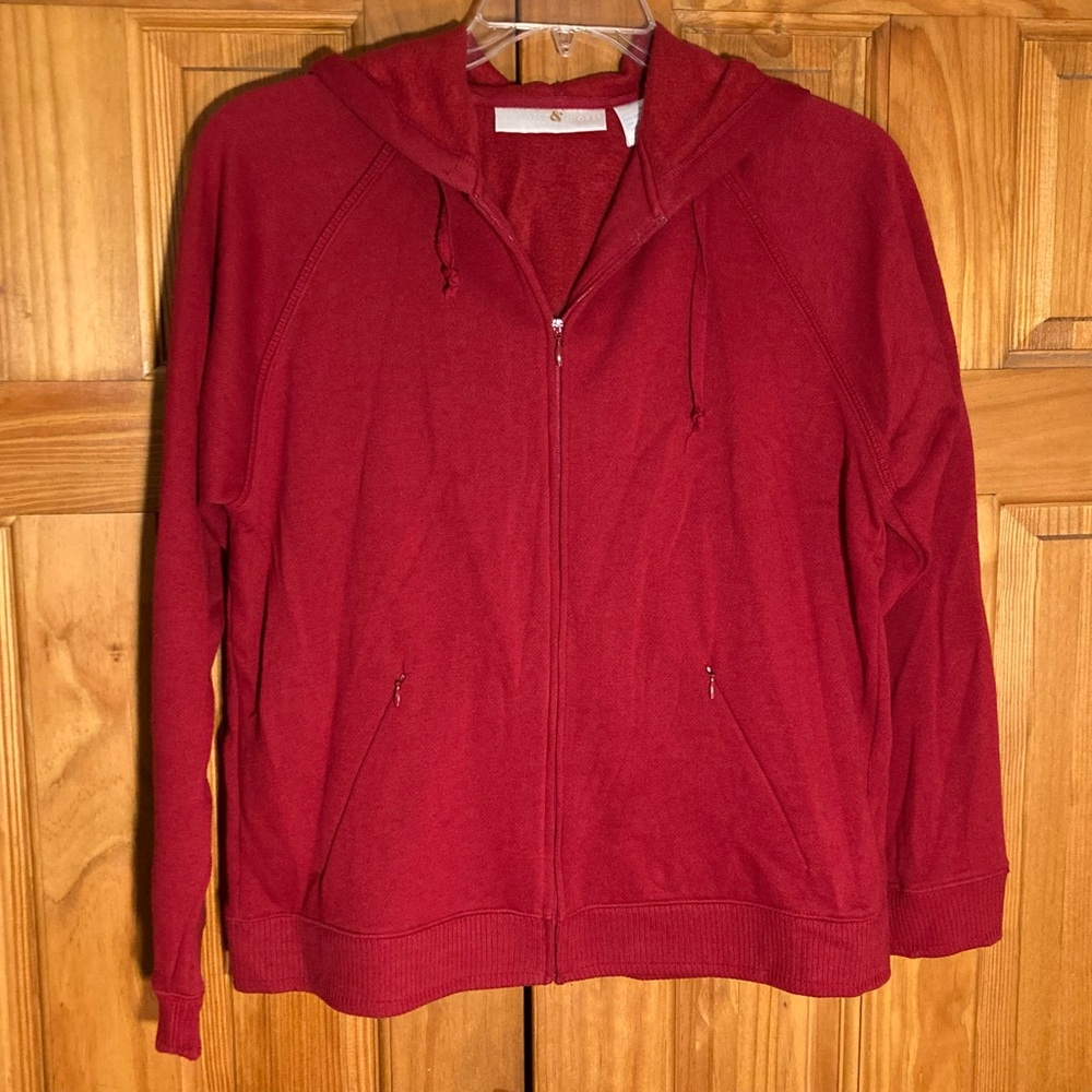 NWOT Preswick & Moore Vintage 90s Jacket Hooded Sweatshirt Zipper Coat Red M